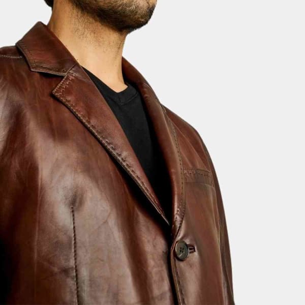Mens Leather 3 Button Blazer freeshipping - leathersea.com