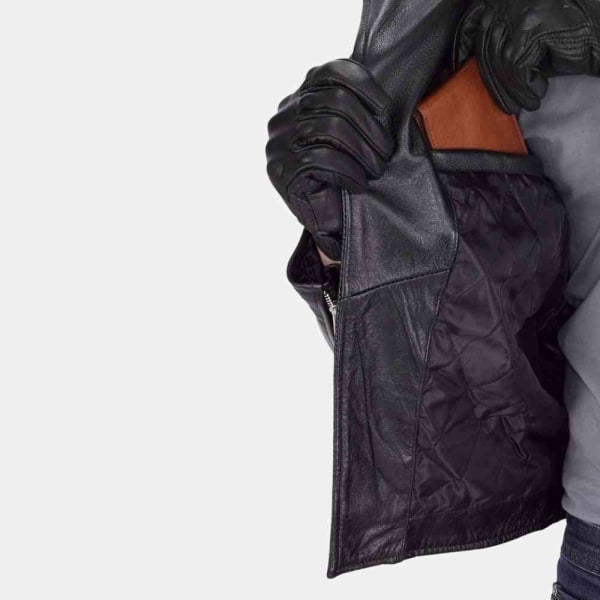 Mens Black Leather Biker Vest freeshipping - leathersea.com