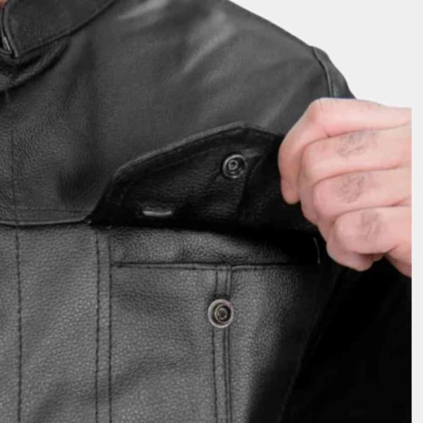 Black Leather Motorcycle Vest Mens freeshipping - leathersea.com