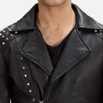 Mens Black Studded Leather Jacket freeshipping - leathersea.com