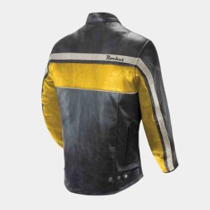Black Yellow and White Leather Jacket freeshipping - leathersea.com