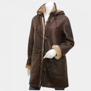 Ladies Leather Duffle Coat freeshipping - leathersea.com