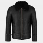 Leather Bomber Jacket with Fur Collar Mens freeshipping - leathersea.com