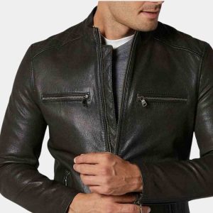 Ionic Black Leather Jacket freeshipping - leathersea.com