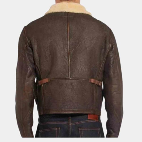 Mens Brown Leather Bomber Jacket with Fur Collar freeshipping - leathersea.com