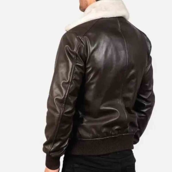 Mens Leather Aviator Jacket with Fur Collar freeshipping - leathersea.com