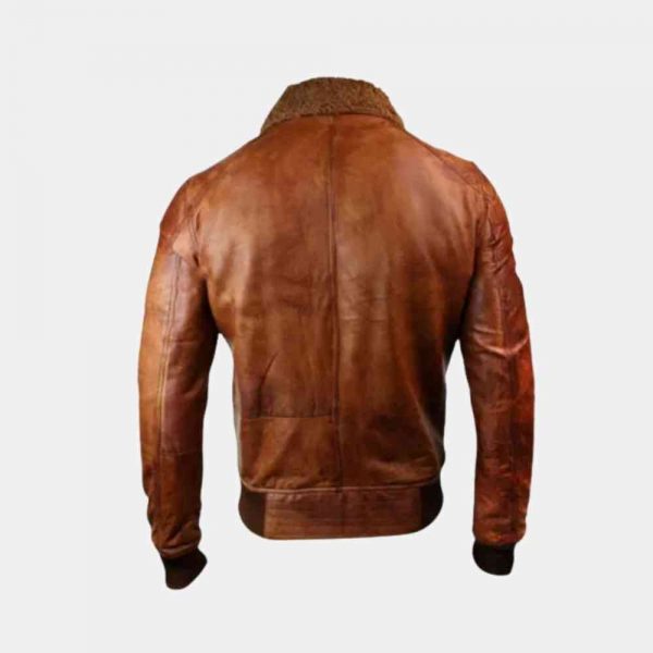 Mens Leather Bomber Jacket with Fur Collar freeshipping - leathersea.com