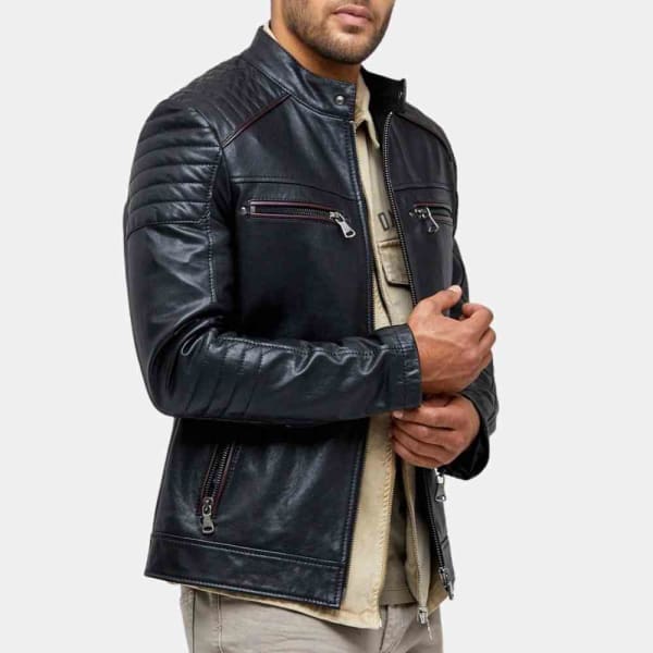 Quilted Leather Jacket Mens freeshipping - leathersea.com