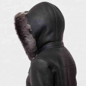 Womens Black Duffle Coat with Fur Hood freeshipping - leathersea.com