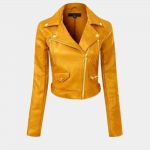 Yellow Leather Jacket Womens freeshipping - leathersea.com