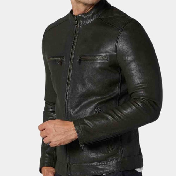 Ionic Black Leather Jacket freeshipping - leathersea.com