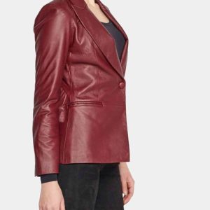 Womens Red Leather Blazer freeshipping - leathersea.com