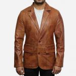 Brown Leather Blazer for Men freeshipping - leathersea.com