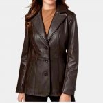 Womens Brown Leather Blazer Jacket freeshipping - leathersea.com