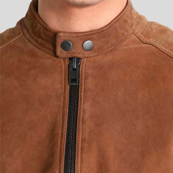 Mens Brown Suede Motorcycle Jacket freeshipping - leathersea.com