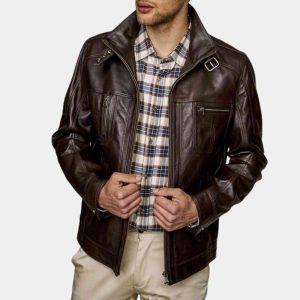 Genuine Brown Leather Jacket Mens freeshipping - leathersea.com