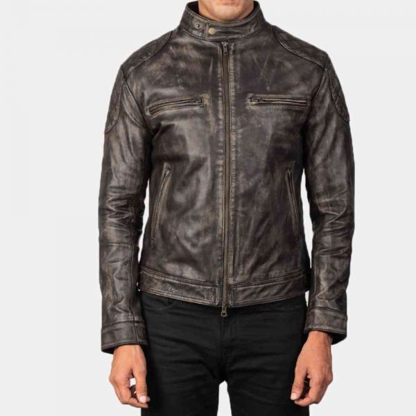 Mens Brown Distressed Leather Jacket freeshipping - leathersea.com