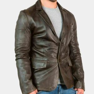 Mens Distressed Leather Blazer freeshipping - leathersea.com