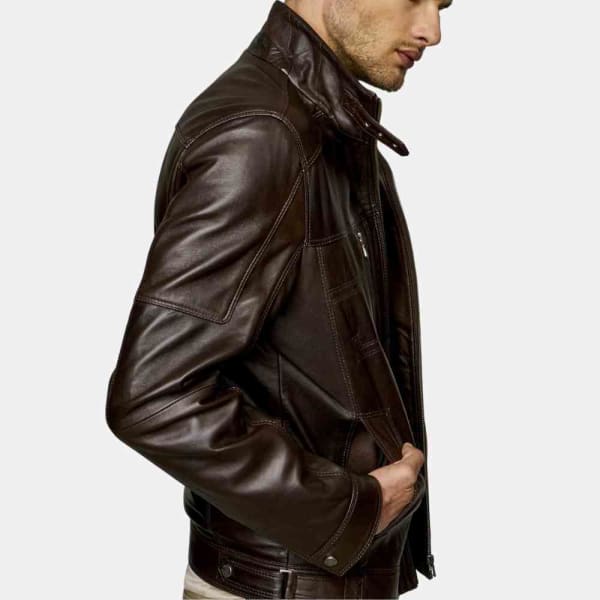 Genuine Brown Leather Jacket Mens freeshipping - leathersea.com