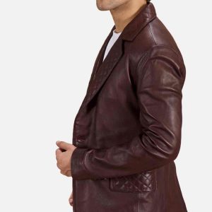 Maroon Leather Blazer freeshipping - leathersea.com