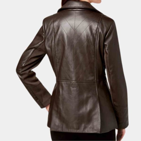 Womens Brown Leather Blazer Jacket freeshipping - leathersea.com